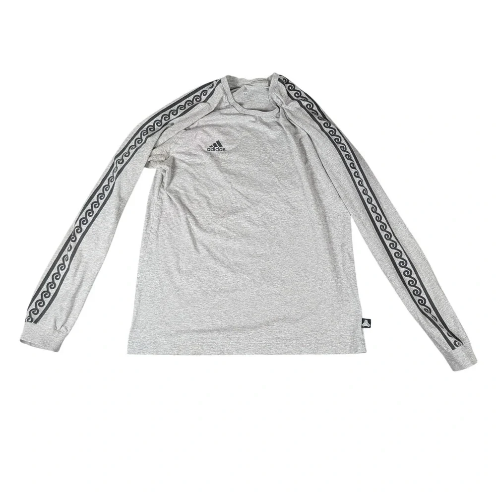 Adidas Tango Climalite Long Sleeve Shirt Gray Wave Graphic Tape Mens M